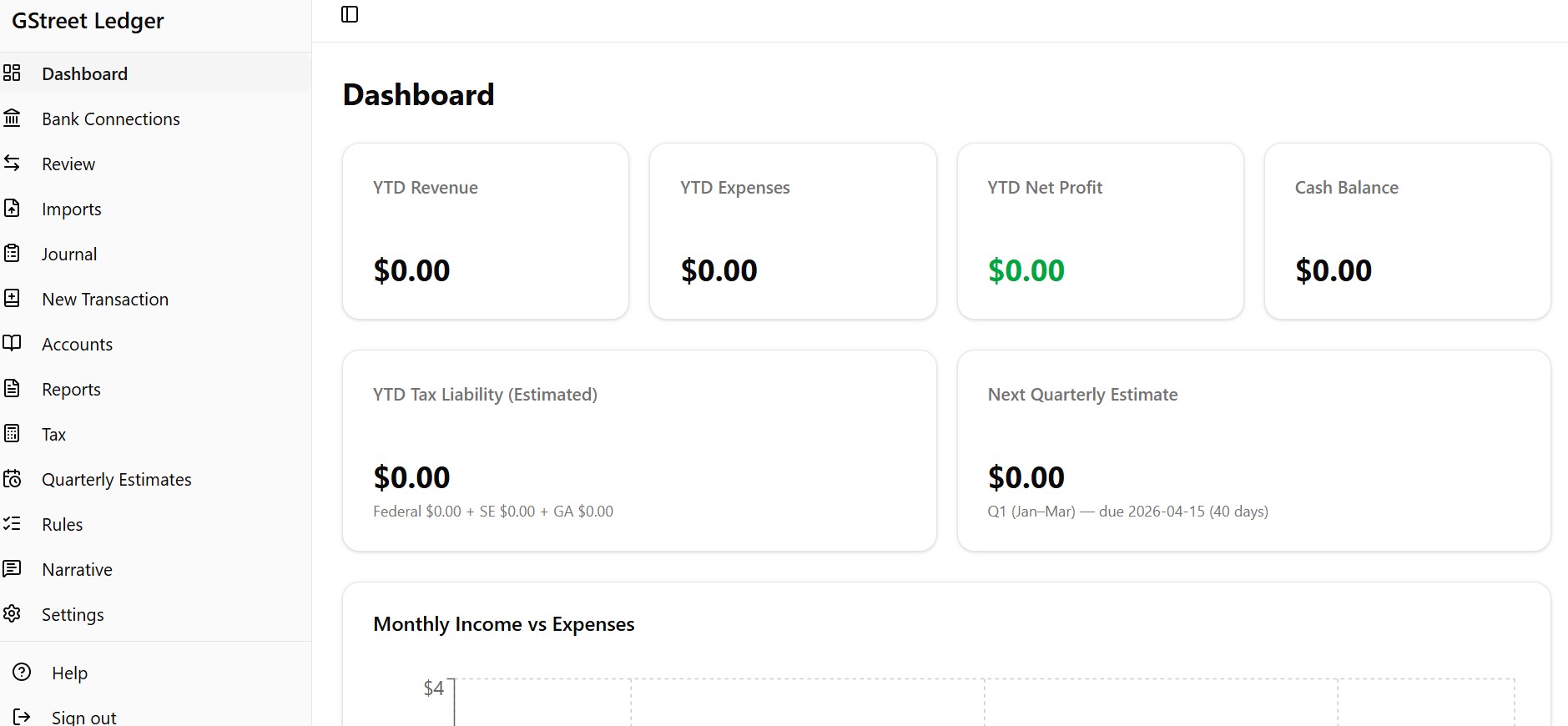 Ledger Starter Dashboard